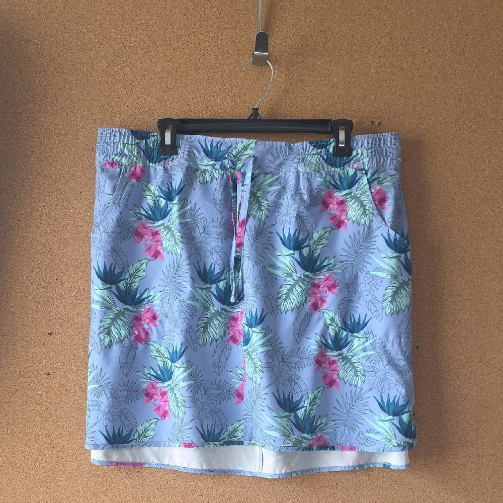 Duluth Trading Co Spring Vacation Blue Floral Skirt Size XL Pockets - Picture 1 of 11